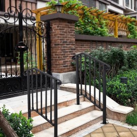 LMYYGOO Steps Wrought Iron Handrail Stair Railing ，2 to 3 Steps Stair Railing Indoor