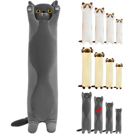 Mikytoper Cute Cat Plush Pillow - Long Cat Plush Stuffed Animals Plushie Pillow Soft Cat Pillow Plush for Kids Adult Kawaii Gift for Birthday Christmas Children's Day(grey, 90cm)