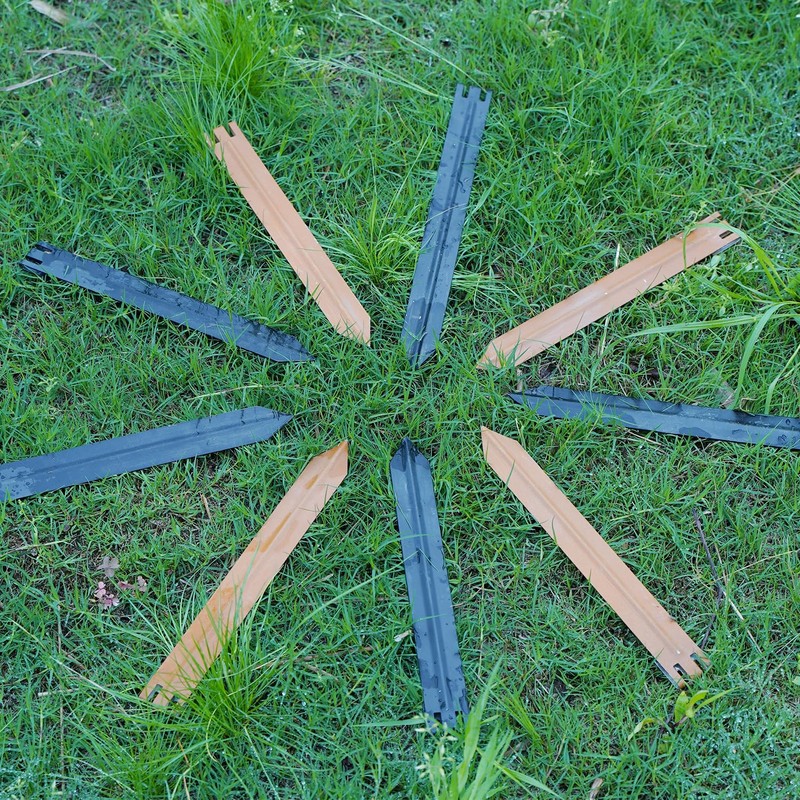 6PCS Brown 10in Metal Landscape Edging Border Stakes, Rustic Heavy