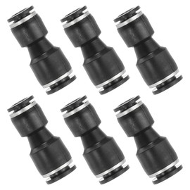 PATIKIL 6 Pcs Straight Union Push to Connect Fitting, 1/4" x 5/16" OD Tube Reducer Connector Quick Push Lock Adapter Air Hose Fitting for Pneumatic System Pipeline Connection, Black
