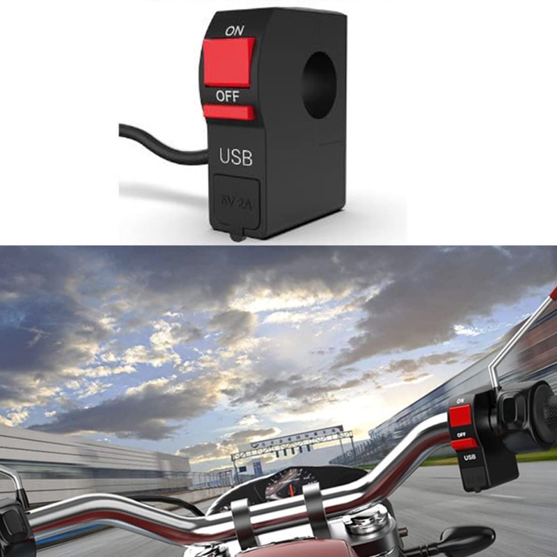 Eaglerich Bike Switch Motorcycle Handlebar Switch Motorcycle Headlight Switch USB