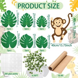 Ctosree 36 Pcs Jungle Party Decorations, Safari Rainforest Monkey Theme