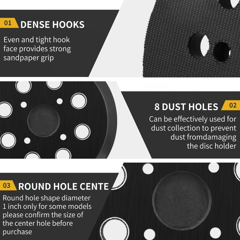 Gnellkoor 1 Pack 5" 8 Hole Replacement Sander Pad Compatible