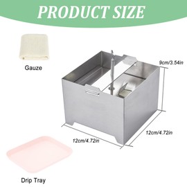 BAKENLON Tofu Press, Tofu Maker Homemade Tofu Press Stainless Steel with Gauze and Drip Tray, Tofu Press Mould Kit for Homemade Tofu, Cheese (12 x 12 x 9 cm)