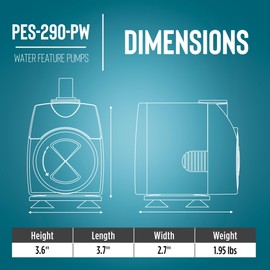 Little Giant PES-290-PW 115-Volt, 300 GPH Magnetic Drive Fountain/Pond Pump with 6-Ft. Cord, Black, 566717