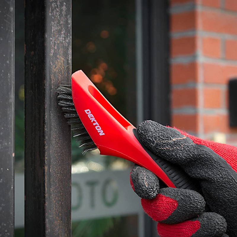 DEKTON DT85970 Soft Grip Stainless Steel Wire Brush, Black/Red