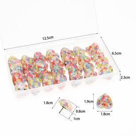 BITEYI Heart Sequin Pins, Pack of 30 Cute Heart Amber Thumbtacks, Decorative Push Pins for Photos, Walls, Cards, Notice Board, Cork Boards (Colour)