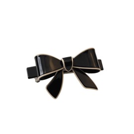 EZ PEACH Barrette Large Simple Tortoise Shell Pattern Bowknot Line Semi-Matte Pipe Metal Hair Accessory Ladies' Barrette Hair Clip Hair Accessory (Black)