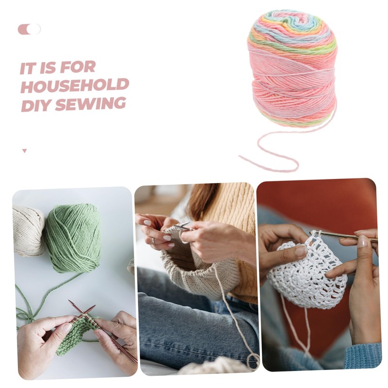 Gadpiparty 1 Roll Rainbow Gradient Crochet Yarn Soft Cotton Knitting