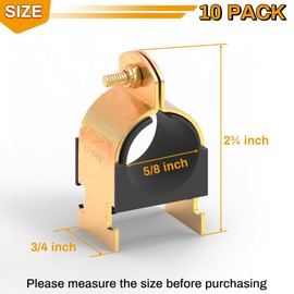 Powrocket Rubber Cushion Strut Clamp 5/8" OD for Mounting Copper Piping,10 Pack Zinc-plated Pipe Strut Clamps for PEX Pipe,CVPC Tubing,Reduces Noise and Vibrations,Heat-Resistant Pipe Clamps