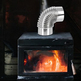 DOITOOL 90 Degree Stove Pipe 3.5 Inch Stainless Steel Stove Pipe Elbow Extension Tube Chimney Flue Exhaust Pipe