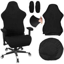 Gaming Chair Cover, Office Chair Cover, Black, Washable, Gaming Chair Cover, Seat Back, Arm Cover, Office Chair Cover, Backrest, Full Coverage, Stretchable
