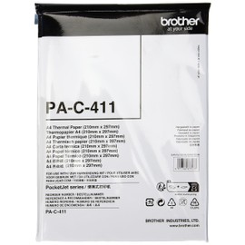 Brother PA-C-411 Thermal Printer Paper, A4, Premium Grade Glossy, White, 210 (W) x 297 mm (L), 100 Sheets, Brother Genuine Supplies, white