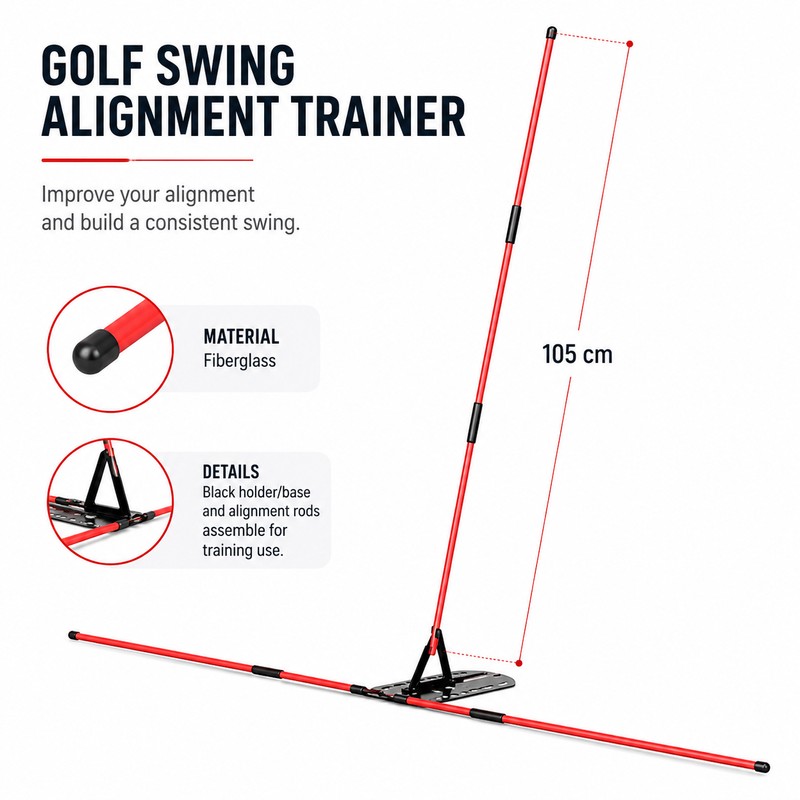 Golf Swing Alignment Trainer for Practice – Adjustable Fiberglass Rod