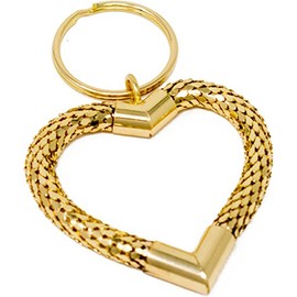 Vintage Gold Large Heart Metal Mesh Jewelry Keychain
