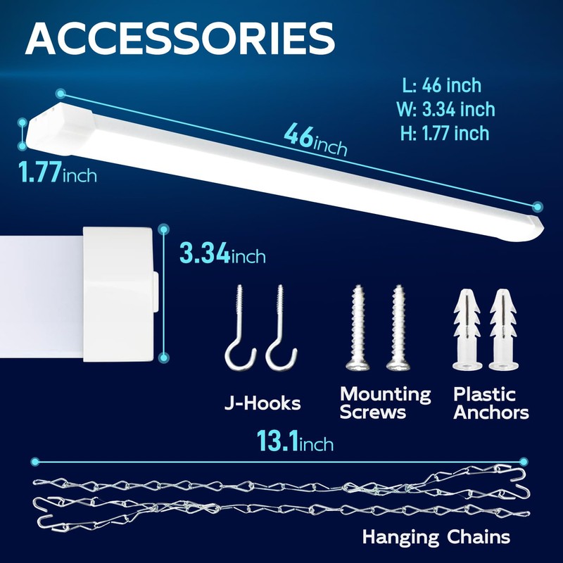 hykolity 4FT 120W LED Shop Light Linkable, 13000lm(400w Equivalent), 5000K