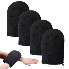XZSKD 4 Pcs Tanning Mitt, Tanning Glove, Back Tanning Mitt for Even Application, Delicate and Durable Hand Feel, Tightly Pressed Edges, Reusable,Help Apply Sunscreen Evenly (Black)