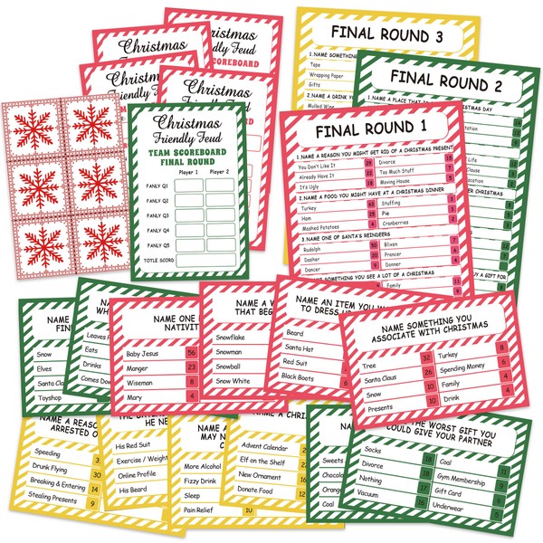 ZAQTS Christmas Friendly Feud Card Game, Christmas Party Game for