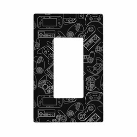 Moslion Video Game Controller 1-Gang Rocker Switch Covers Play Game Device Black Wall Plate Outlet Cover Unbreakable Plug Covers Device Mount for Men Women