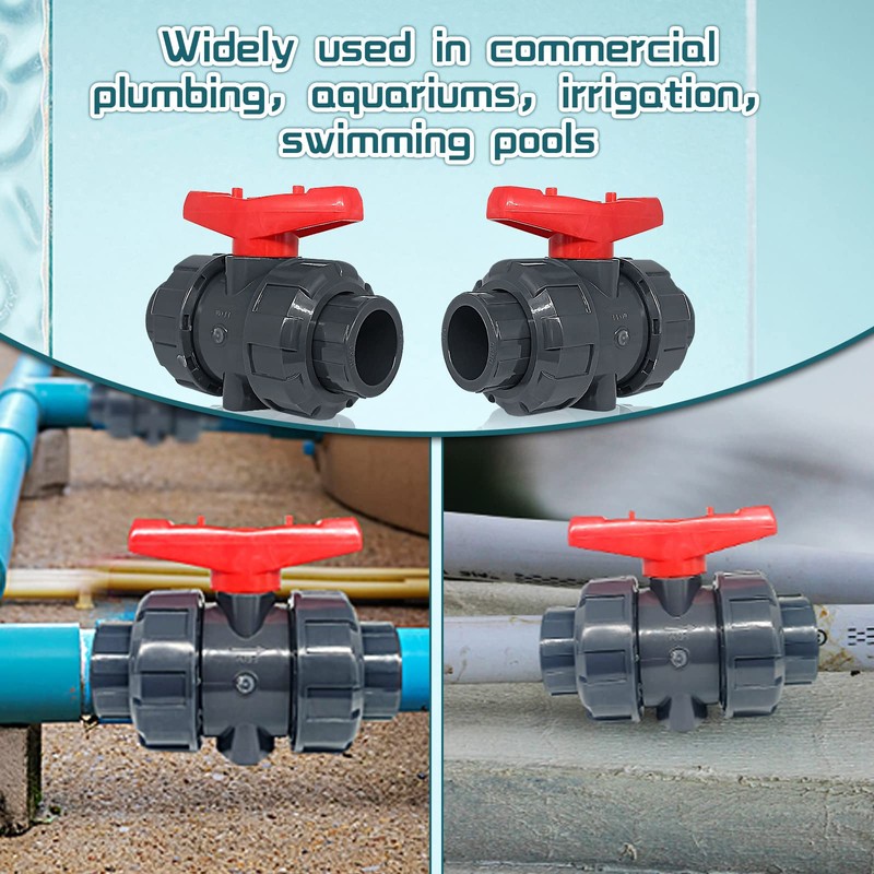 UPVC True Union Ball Valve 1 1/2inch, Double Union Ball