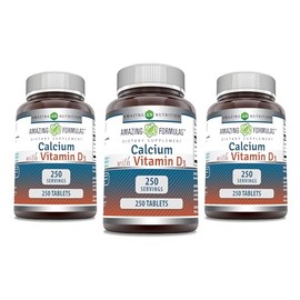 Amazing Formulas Calcium with Vitamin D3 Supplement | Tablets | Non-GMO | Gluten-Free | Made in USA (3 Pack | 240 Count)