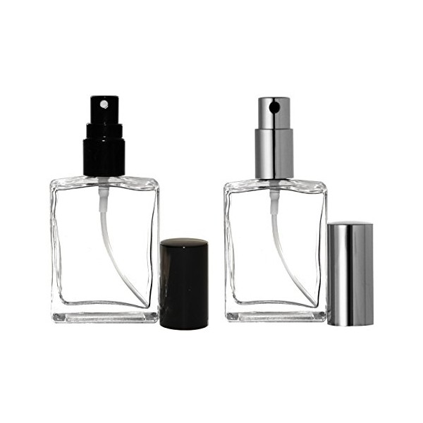 Riverrun Set of 4 Perfume Atomizers Glass Bottle Black and Silver Fine Mist Sprayers 1/2 oz. 15ml (2 of each color)
