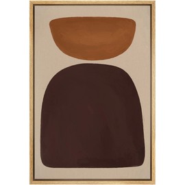 MUDECOR Framed Canvas Print Wall Art Geometric Mid-Century Brown Polygons Abstract Shapes Illustrations Minimalism Decorative Bohemian Colorful Zen for Living Room, Bedroom, Office - 24"x36" Natural