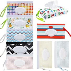 9 Piezas Bolsa para Toallitas Humedas Dispensadores Reutilizable de Toallitas para Bebés, Rellenable Porta Toallitas, para Familias/Viaje/Exteriores