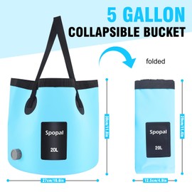 Spopal Folding Bucket, 20L Collapsible Bucket for Camping, Portable Lightweight Camping Storage Container for Traveling Picnic Hiking Fishing Car Washing(Blue)