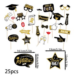 25 PCS Graduation Photo Booth Prop,Prom Decorations 2025,Graduation Decorations 2025,Party Hand-held Photo Props,Photo Booth Signs & Glitter Frames for Class of 2025 Party
