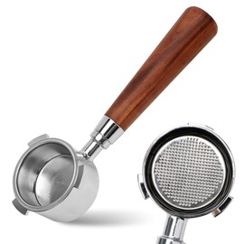 MIUUIPI Bottomless Portafilter 51 mm Compatible with DeLonghi Dedica EC680/EC685/EC885 Espresso Coffee Espresso Machines, Coffee Portafilter with 3 Ears and Wooden Handle, Stainless Steel Filter