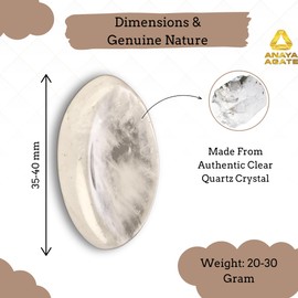 Clear Quartz Worry Stones – Crystal Thumb Worry Stone for Anguish, Stress – Relaxing and Soothing Balance Stones for Meditation, Stress Relief – Healing Stones and Crystals for Men and Women