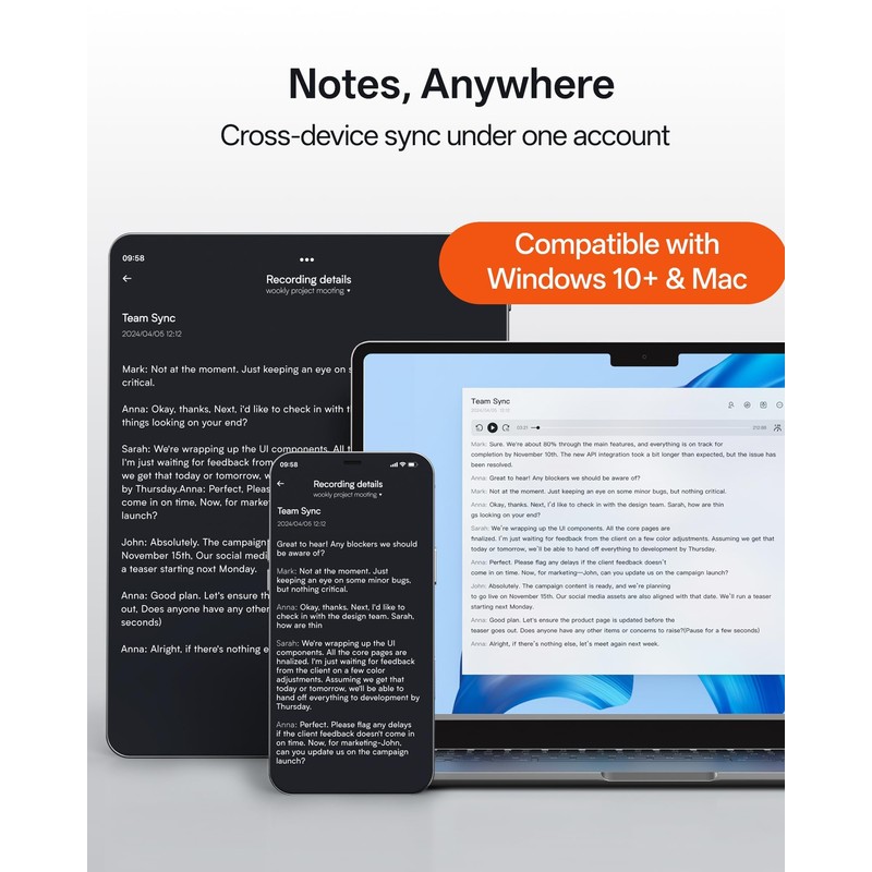 NoteKit Computer AI Meeting Assistant, viaim Voice Recorder with Transcription,