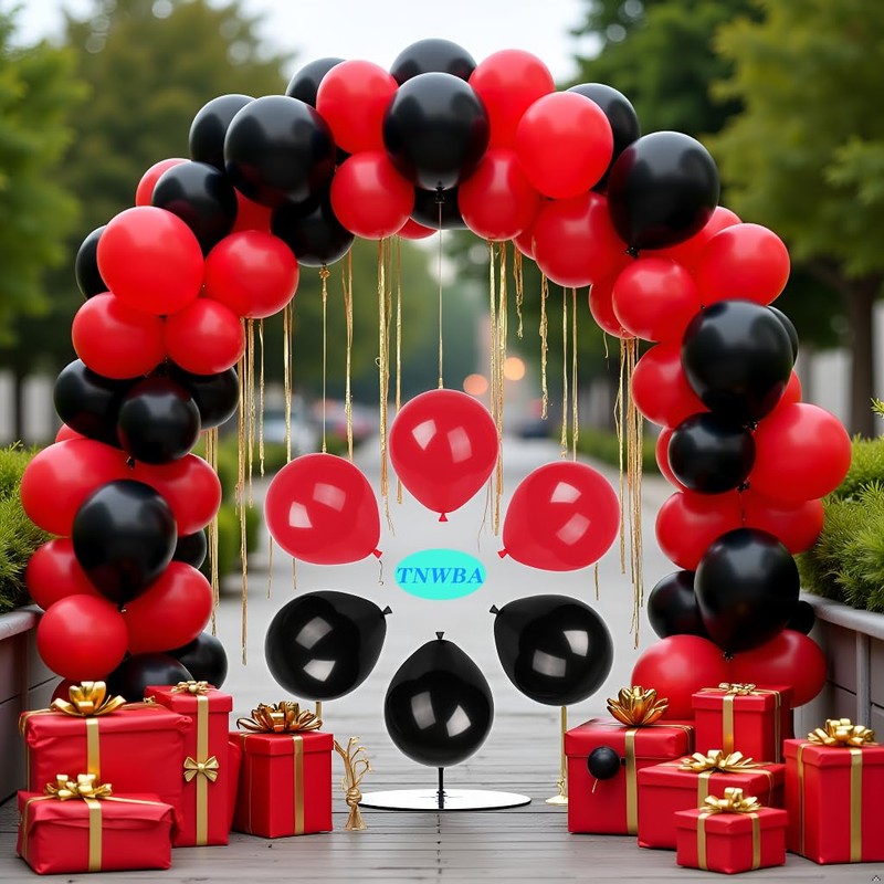 TNWBA Red Black Balloons,100 pcs 12 inch Latex Balloons,birthday party