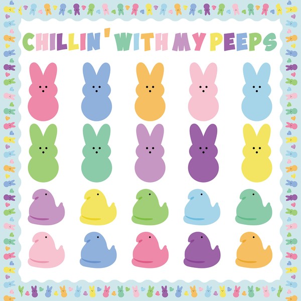 119Pcs Easter Chick Bunny Bulletin Board Decoration Cutouts Set Contain