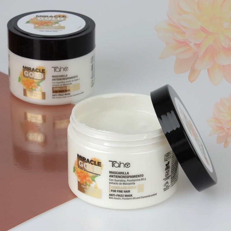 Tahe Miracle Gold Anti-Frizz Mask for Fine Hair with Keratin,