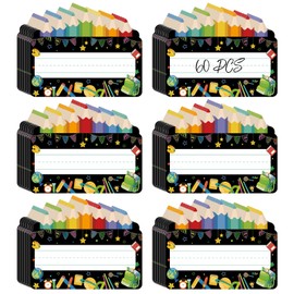60 Pcs Name Tags for Classroom Desks Colorful Paper Pencil Cut Outs Bulletin Board Locker Name Tags Labels for Classroom School Party Decorations (Black)