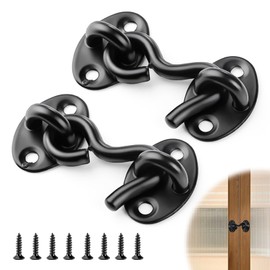 OIHCAZ Hook and Eye Latch 2PCS, 2 Inch Stainless Steel Gate Hook Rustproof Gate Latch Anti-Theft and Windproof Fixing for Window Gate Shed Garden