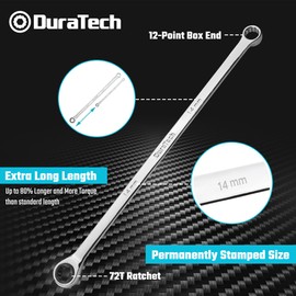 DURATECH 14mm Extra Long Ratcheting Wrench, Metric, CR-V Steel