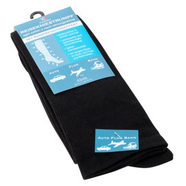 Footstar Women's and Men's Travel Knee Socks Light (1 Pair) with Compression Effect, black