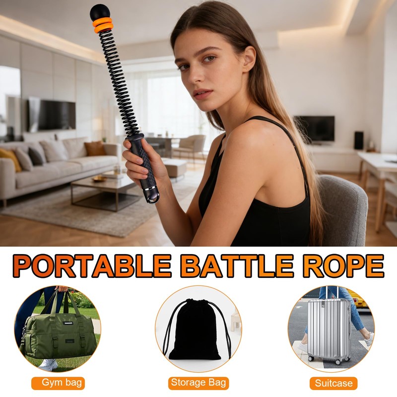 2PCS Adjustable Weighted Ropeless Battle Ropes, Heavy Duty Cordless Battle