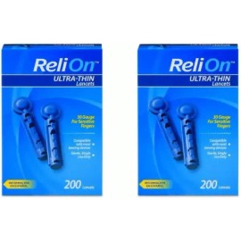 ReliOn 30 게이지 초박형 랜싯 200Ct(2팩) ReliOn 30 Gauge Thin Lancets 200Ct (2 Packs)