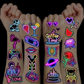 10 Blätt Tattoos für Kinder,Leuchttattoos Kinder Mitgebsel Kindergeburtstag Temporäre Tattoos (Farbe-A)