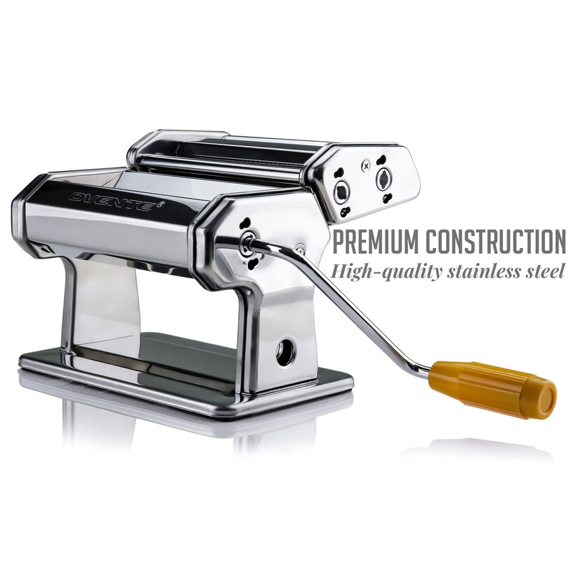 OVENTE Manual Stainless Steel Pasta Maker Machine and 7 Thickness