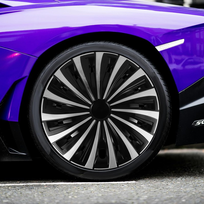 GLEAVI 12 Wheel Caps Wheel Covers: Decorative Black Wheel Hub