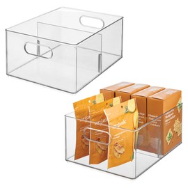 iDesign Divided All-Purpose Bin for Kitchen and Pantry Storage - Set of 2 - Clear - Made in USA