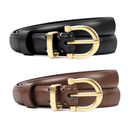 GeorgeX Cinturón para Mujer, 2 Piezas Cinturón de Piel Genuina Cinturones Ajustables para Mujer Cinturones Mujer para Jeans, Vestidos(100CM)