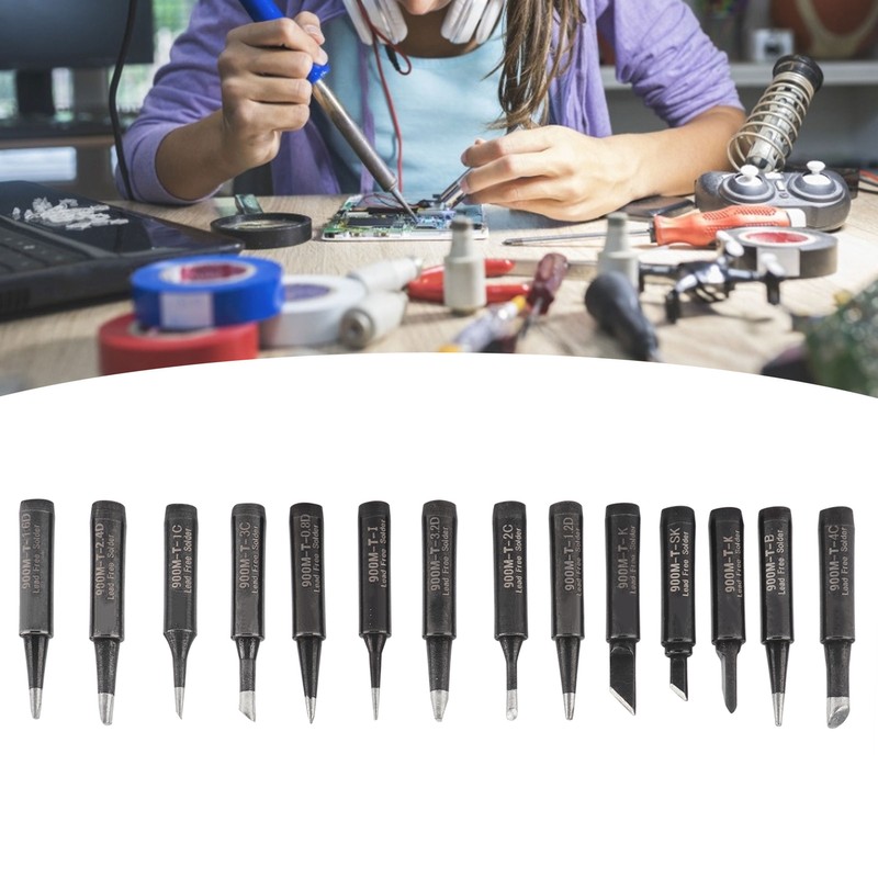 14Pcs Soldering Iron Tips External Heating Copper Welding Head Solder