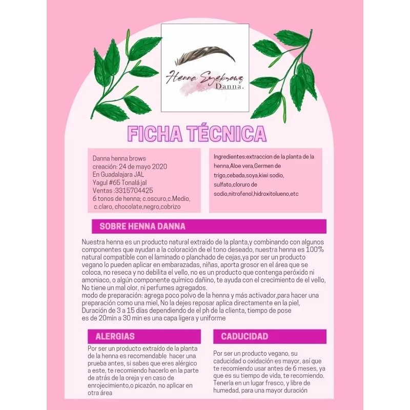 Henna Danna Brown Kit De Henna Para Cejas Hd 4k