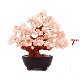 Colorsheng 7 Inch Quartz Crystal Money Tree Bonsai Feng Shui Gem Decoration for Wealth and Luck (Pink)
